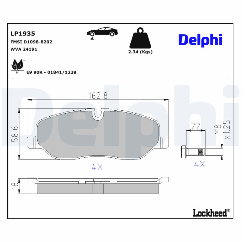DELPHI Bremseklodser lp1935 for LAND ROVER