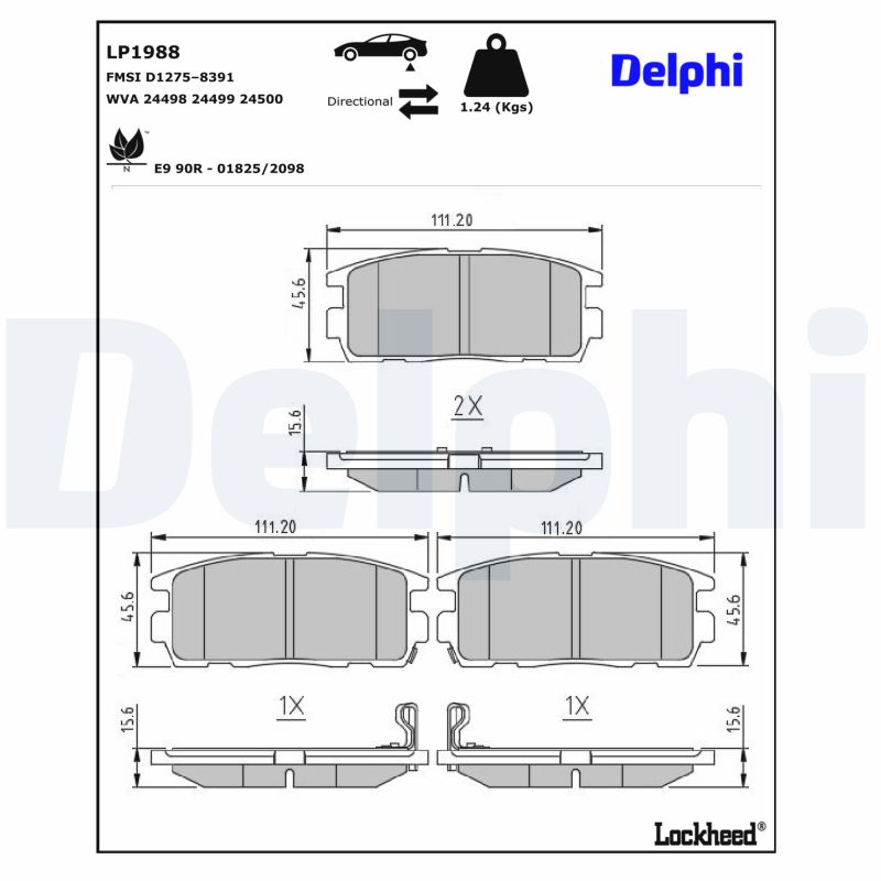 DELPHI Bremseklodser lp1988 for OPEL CHEVROLET VAUXHALL