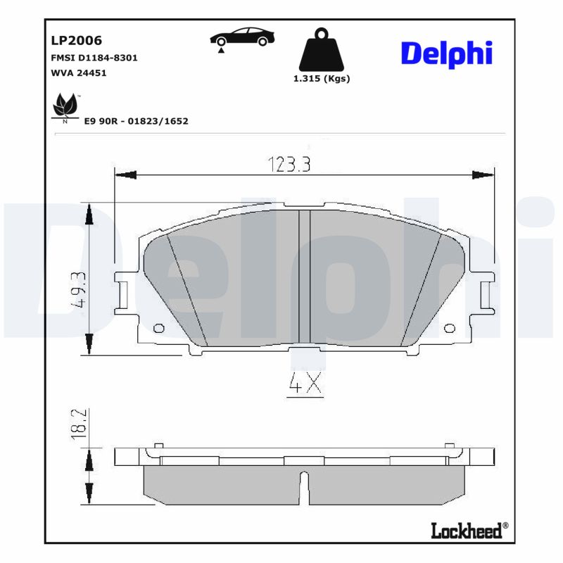 DELPHI Bremseklodser lp2006 for TOYOTA