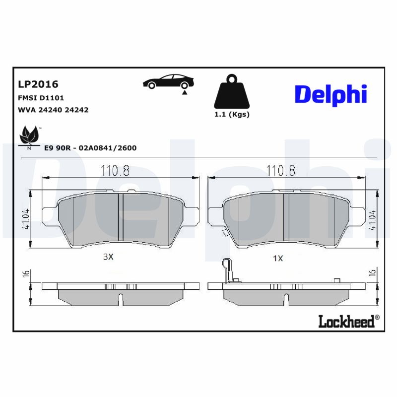 DELPHI Bremseklodser lp2016 for NISSAN