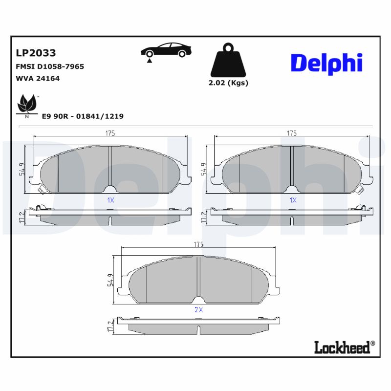 DELPHI Bremseklodser lp2033 for CHRYSLER DODGE LANCIA