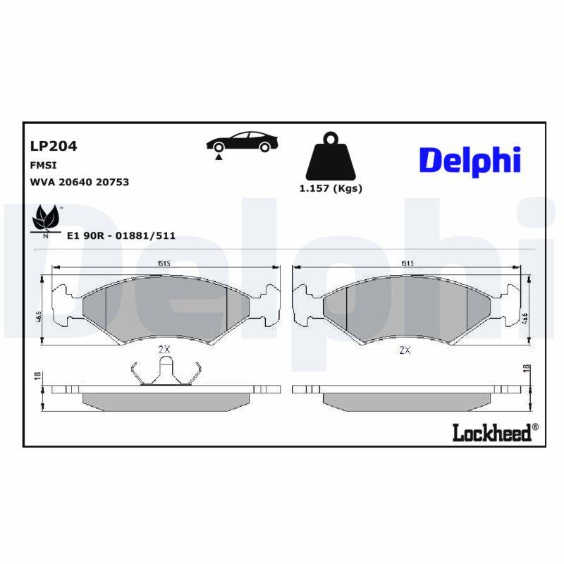 DELPHI Bremseklodser lp204 for FORD