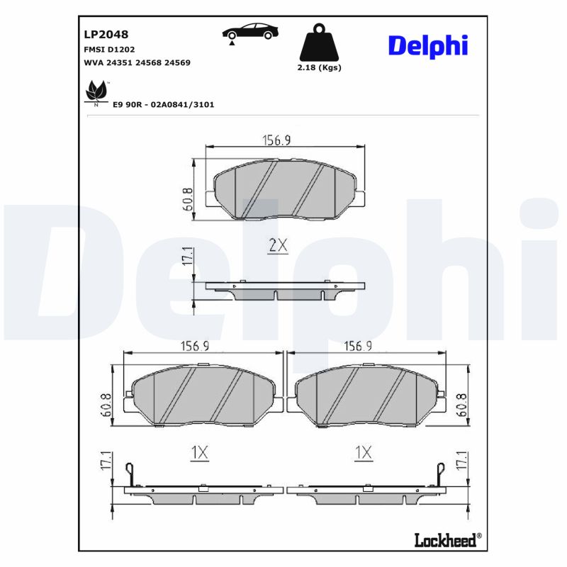 DELPHI Bremseklodser lp2048 for SSANGYONG HYUNDAI KIA
