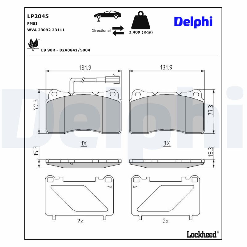 DELPHI Bremseklodser lp2045 for ALFA ROMEO LANCIA MITSUBISHI