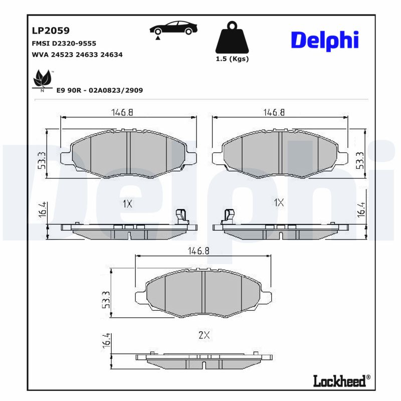 DELPHI Bremseklodser lp2059 for TOYOTA
