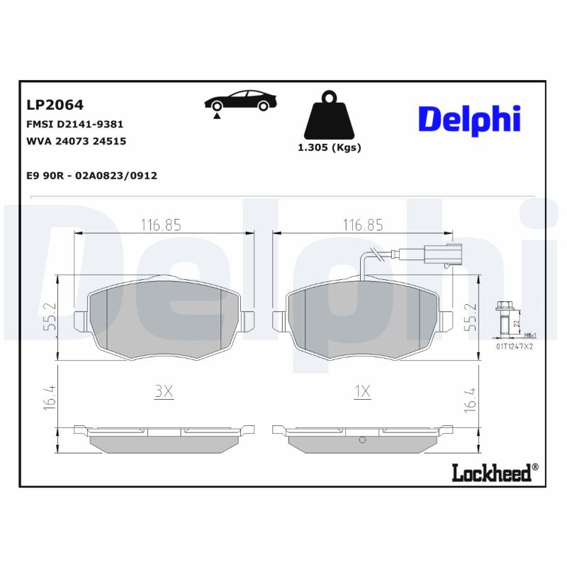 DELPHI Bremseklodser lp2064 for LANCIA