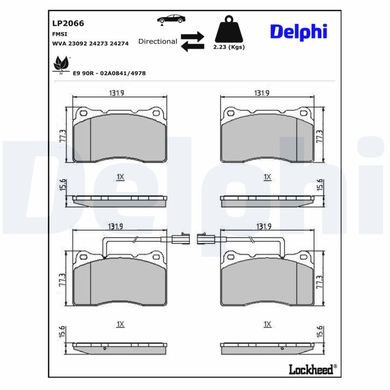 DELPHI Bremseklodser lp2066 for ALFA ROMEO