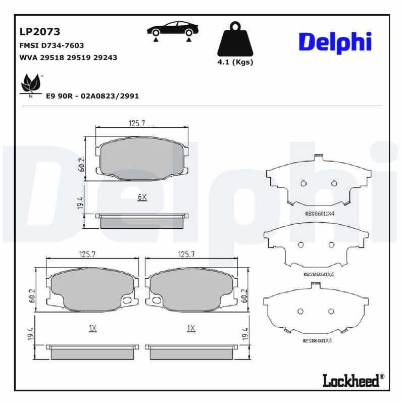 DELPHI Bremseklodser lp2073 for MITSUBISHI