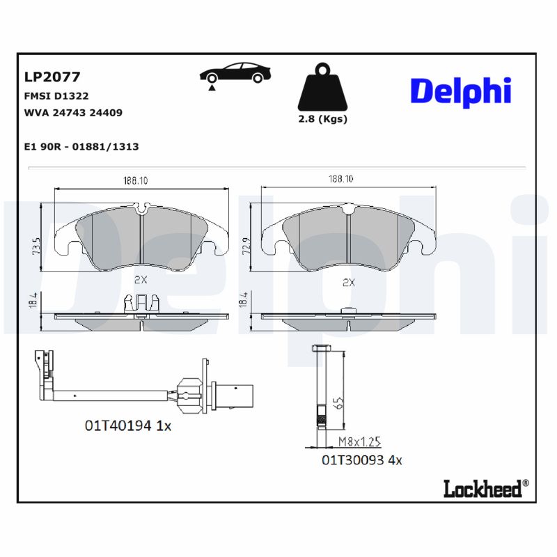 DELPHI Bremseklodser lp2077 for AUDI AUDI (FAW)
