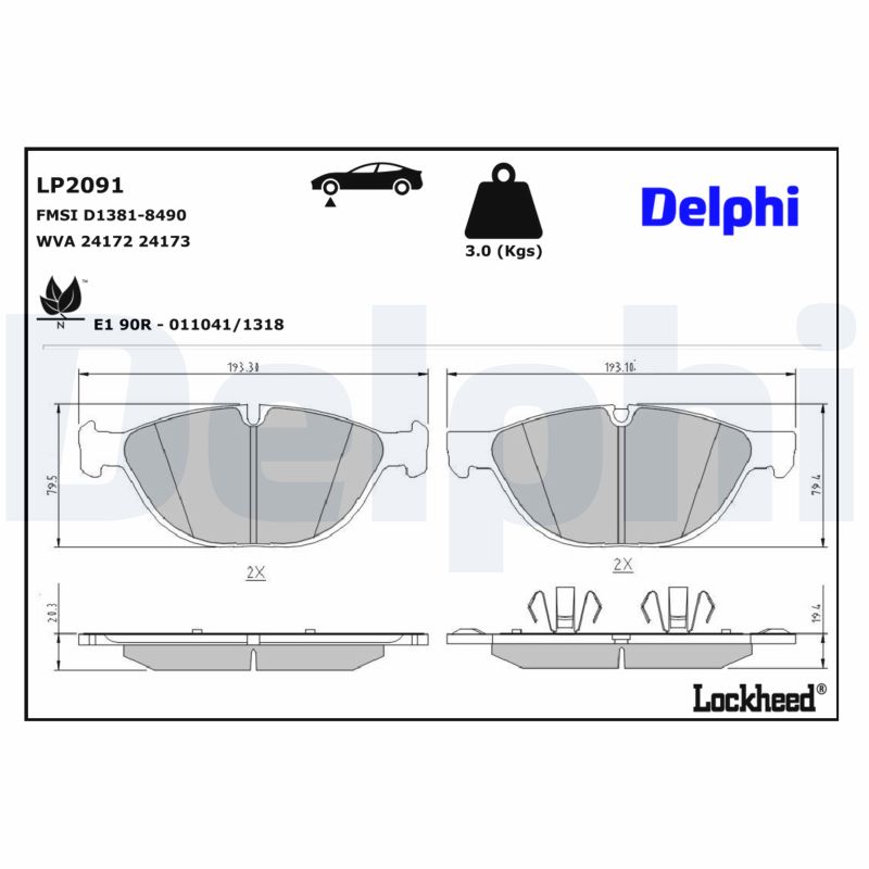 DELPHI Bremseklodser lp2091 for BMW