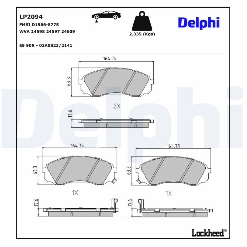 DELPHI Bremseklodser lp2094 for HYUNDAI KIA