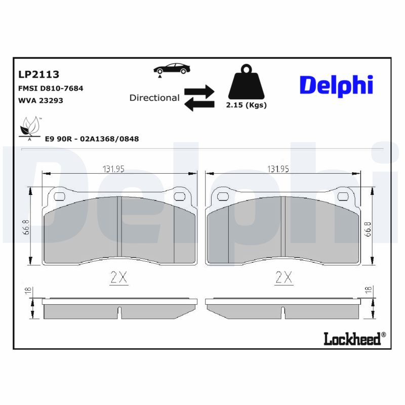 DELPHI Bremseklodser lp2113 for JAGUAR
