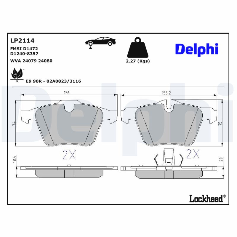 DELPHI Bremseklodser lp2114 for JAGUAR