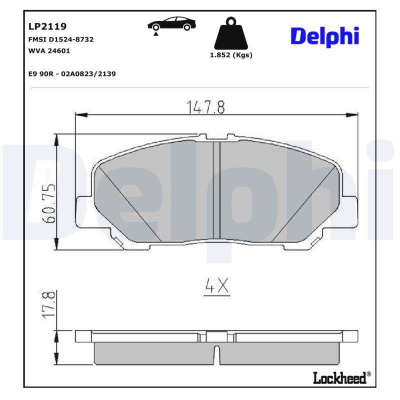DELPHI Bremseklodser lp2119 for TOYOTA