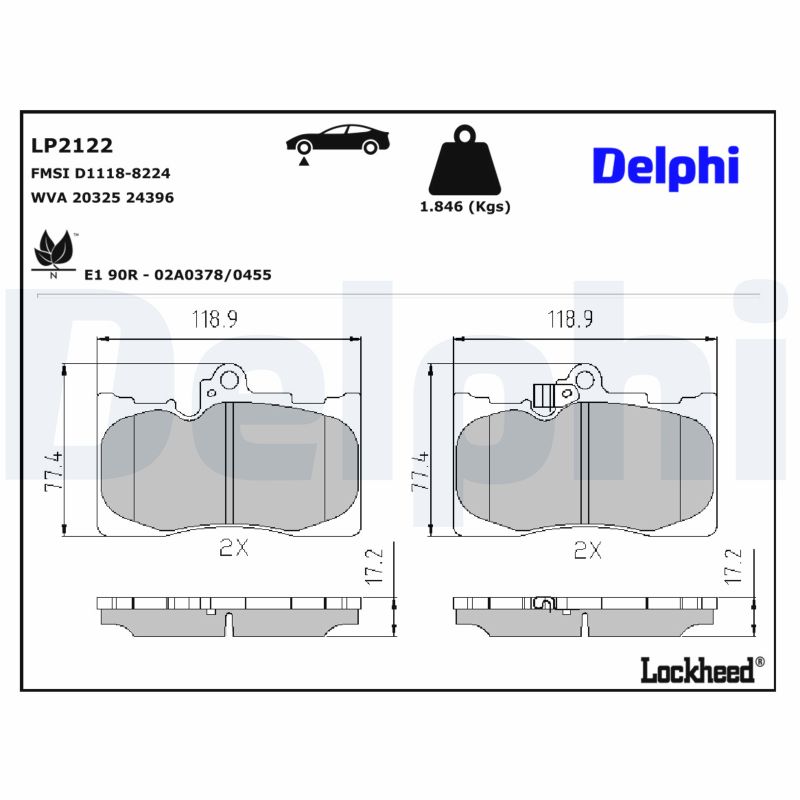 DELPHI Bremseklodser lp2122 for TOYOTA LEXUS