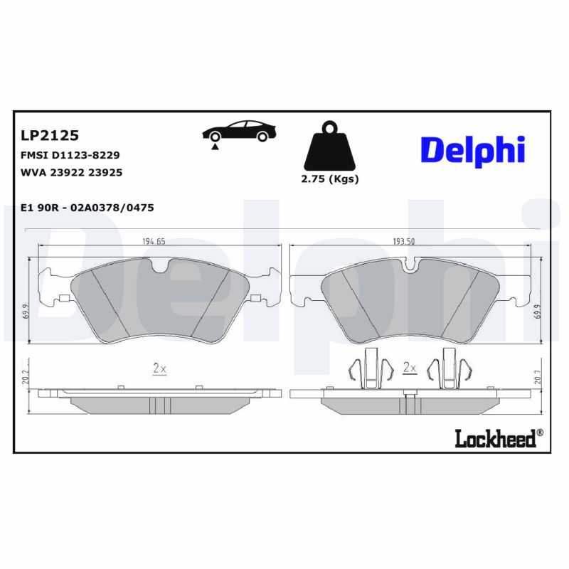 DELPHI Bremseklodser lp2125 for MERCEDES-BENZ