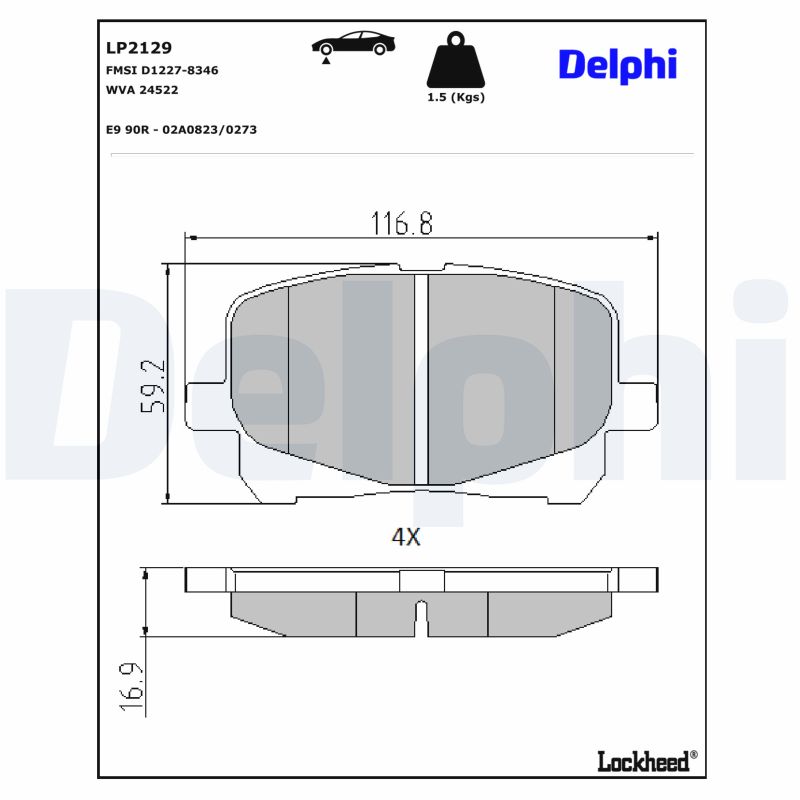 DELPHI Bremseklodser lp2129 for TOYOTA