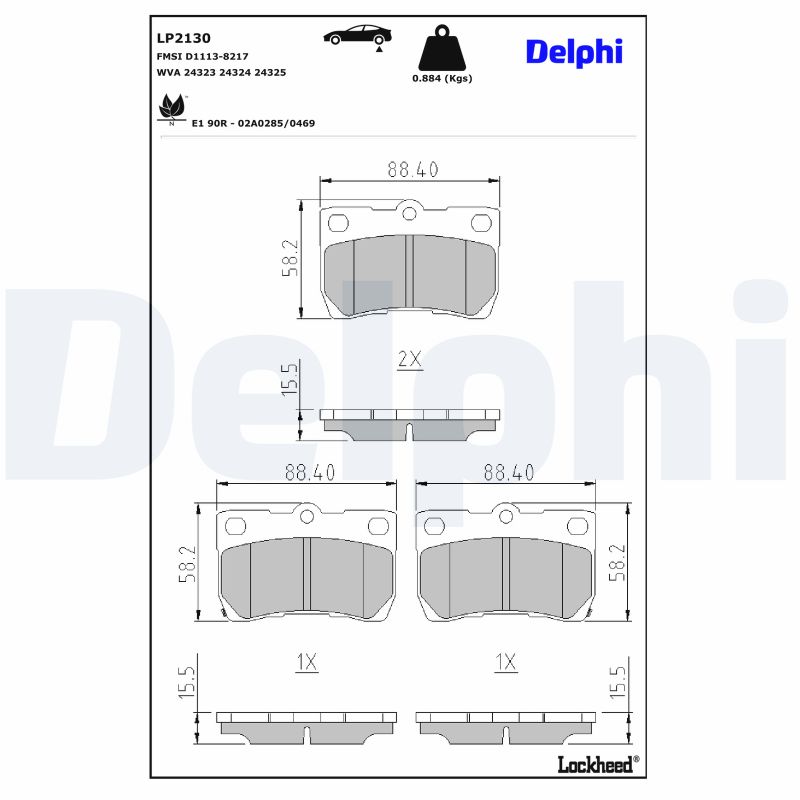 DELPHI Bremseklodser lp2130 for TOYOTA LEXUS TOYOTA (FAW)