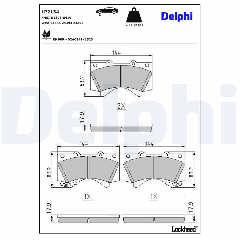 DELPHI Bremseklodser lp2134 for TOYOTA LEXUS