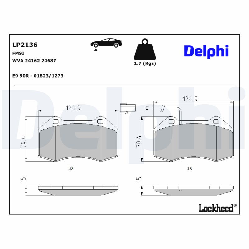 DELPHI Bremseklodser lp2136 for ABARTH