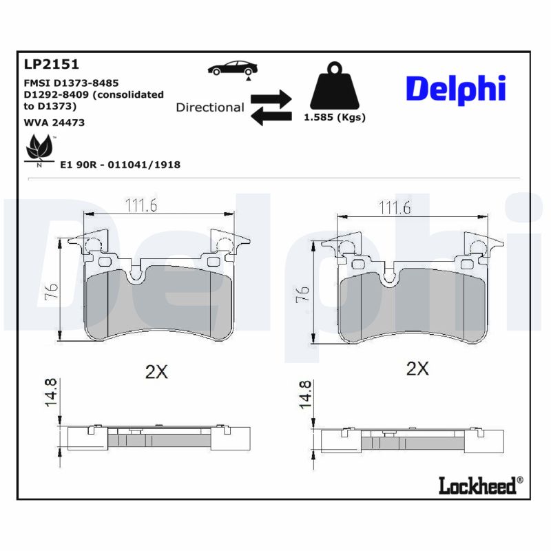 DELPHI Bremseklodser lp2151 for MERCEDES-BENZ