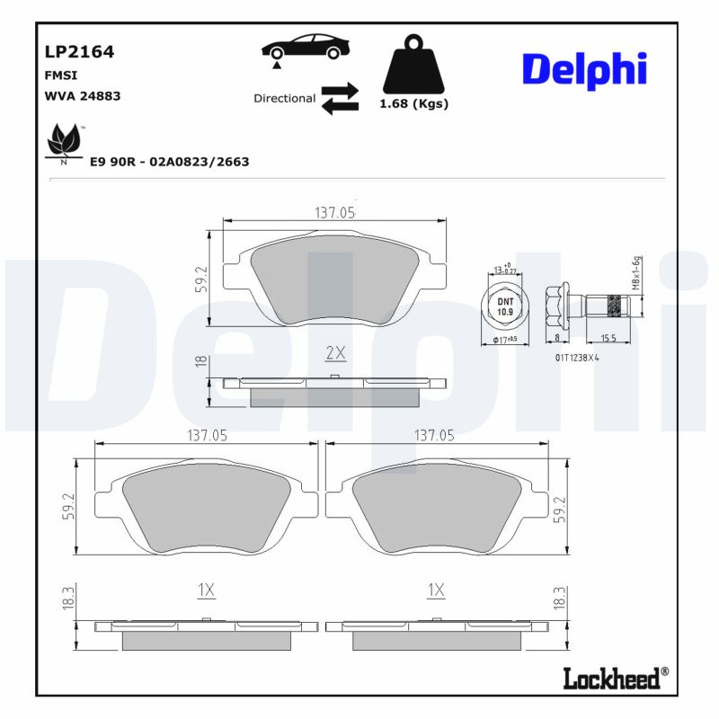 DELPHI Bremseklodser lp2164 for DS VAUXHALL PEUGEOT