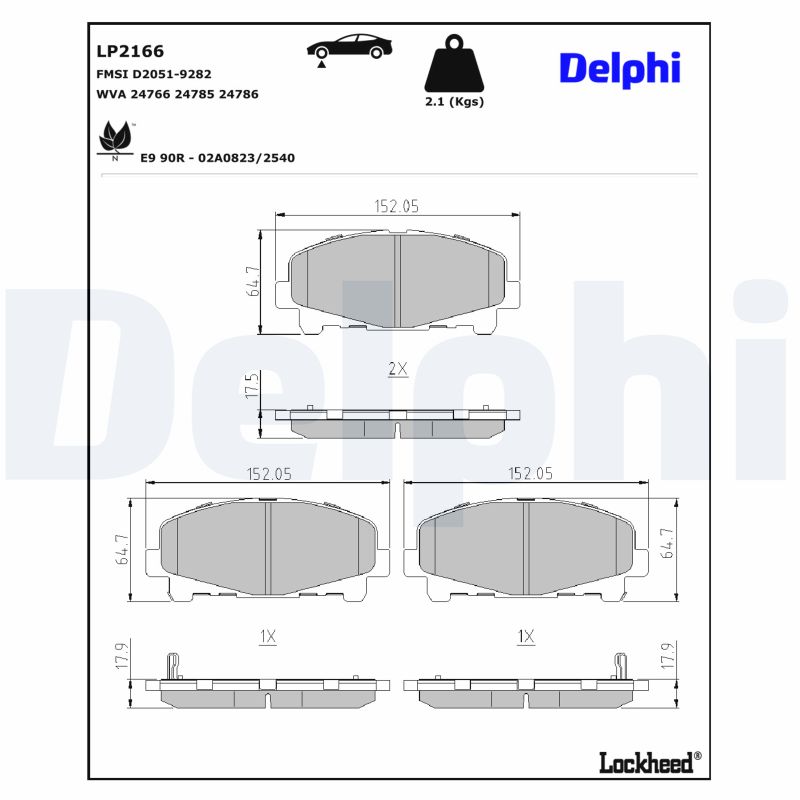 DELPHI Bremseklodser lp2166 for ACURA HONDA
