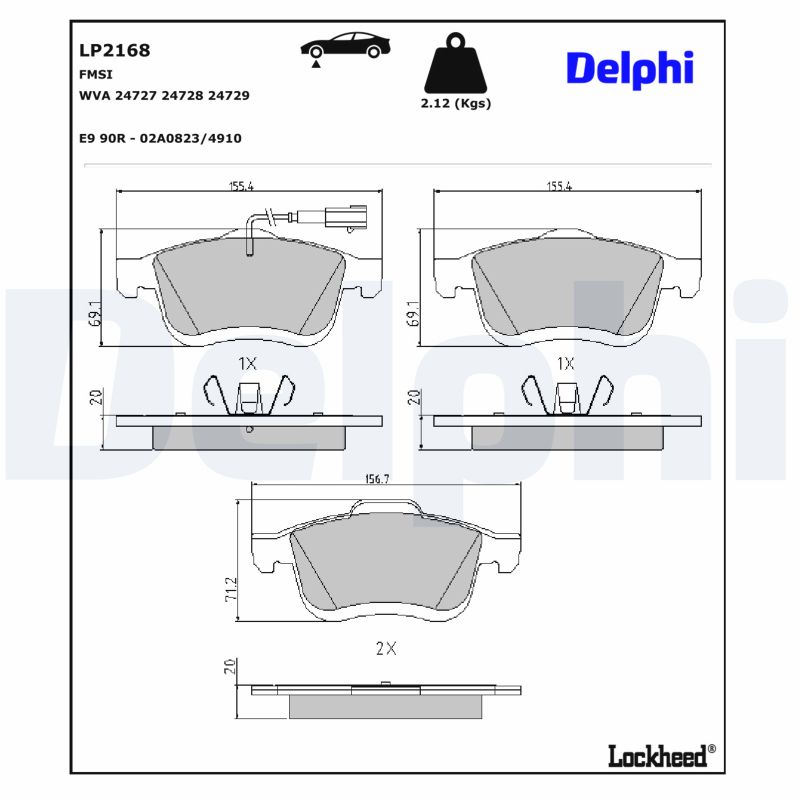 DELPHI Bremseklodser lp2168 for OPEL LANCIA FIAT VAUXHALL