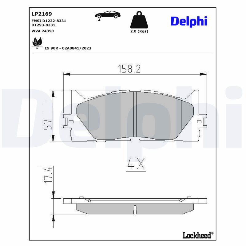 DELPHI Bremseklodser lp2169 for TOYOTA LEXUS TOYOTA (GAC)