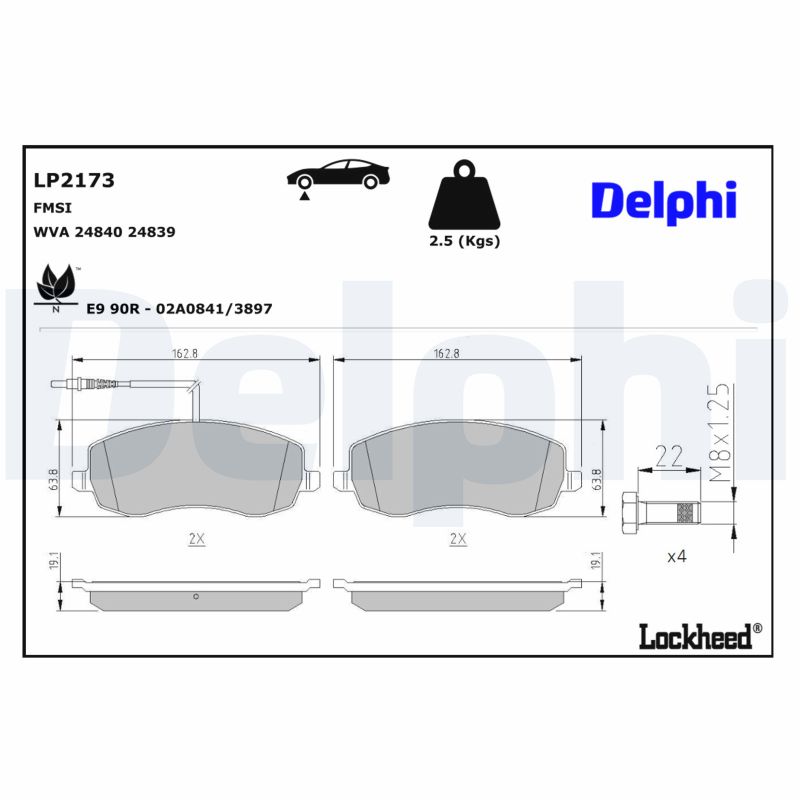 DELPHI Bremseklodser lp2173 for PEUGEOT FIAT LANCIA