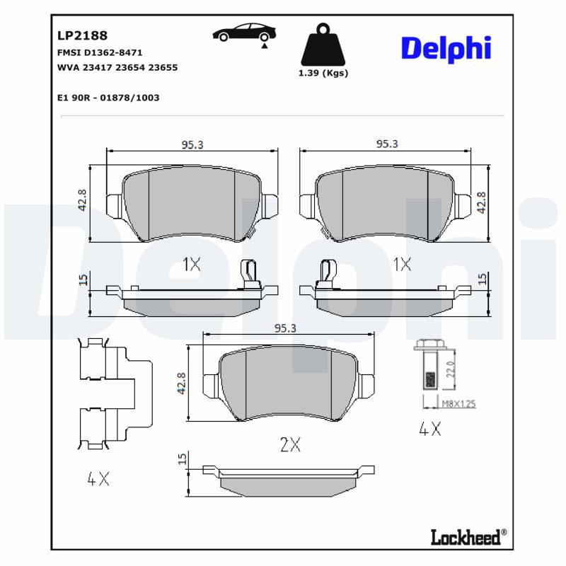 DELPHI Bremseklodser lp2188 for KIA OPEL