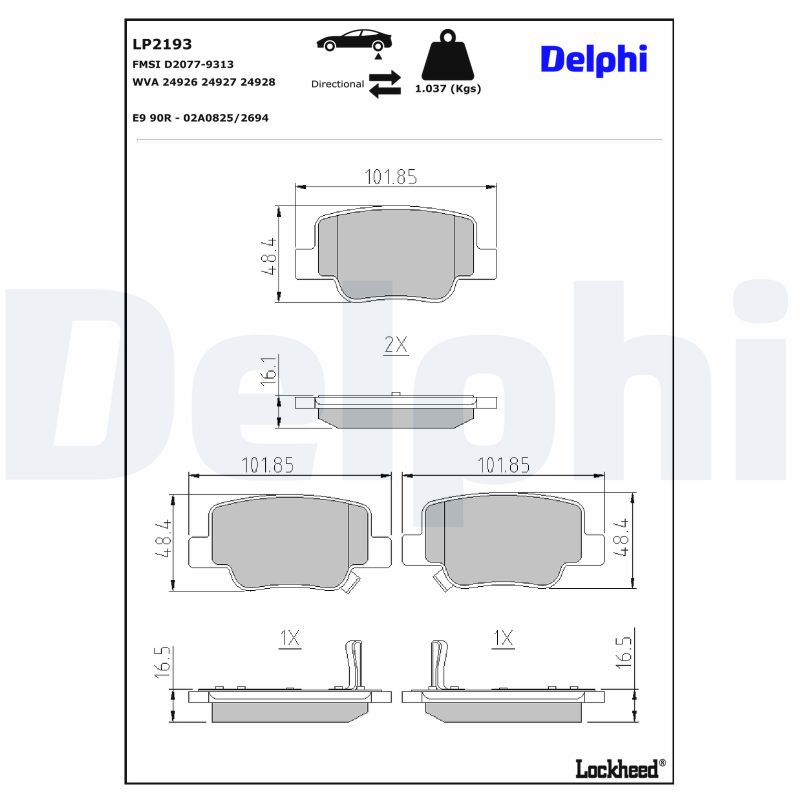 DELPHI Bremseklodser lp2193 for TOYOTA