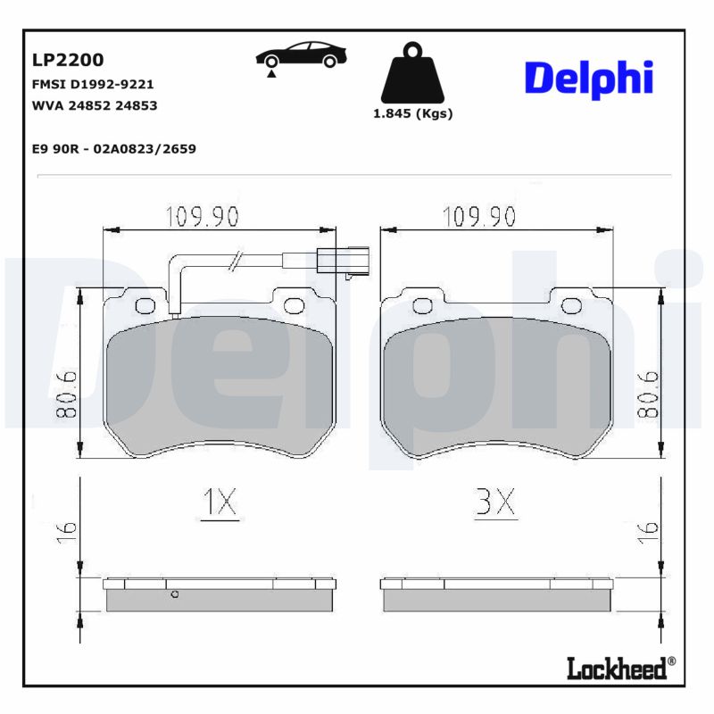 DELPHI Bremseklodser lp2200 for ALFA ROMEO