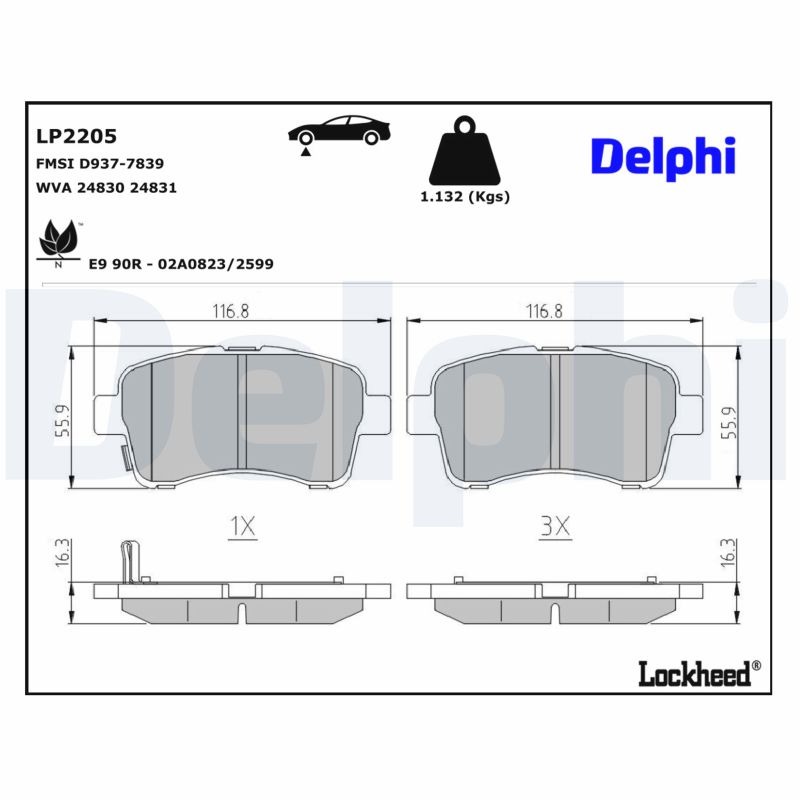 DELPHI Bremseklodser lp2205 for SUZUKI
