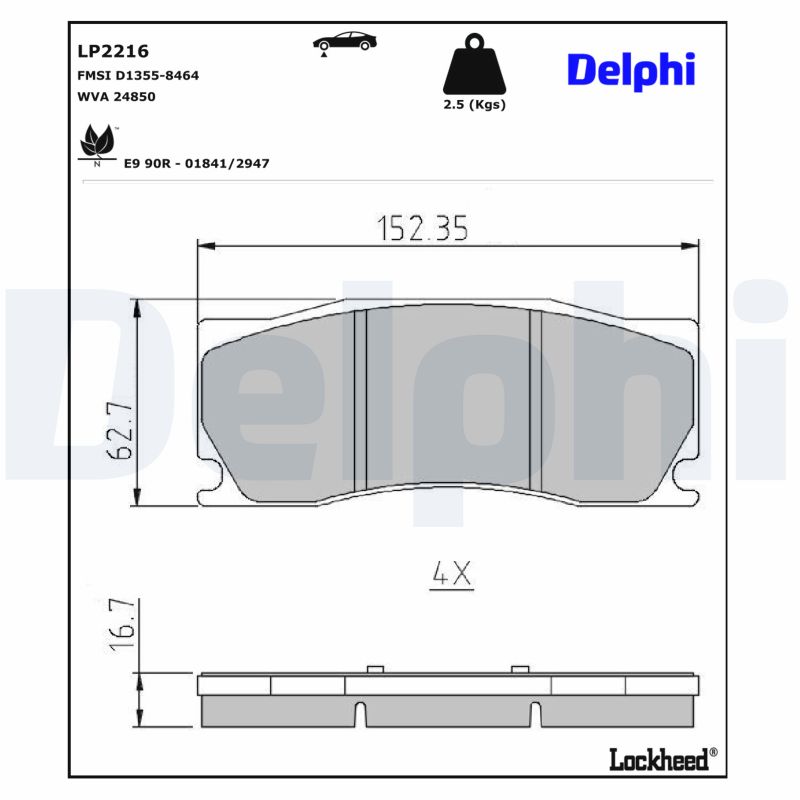 DELPHI Bremseklodser lp2216 for JAGUAR