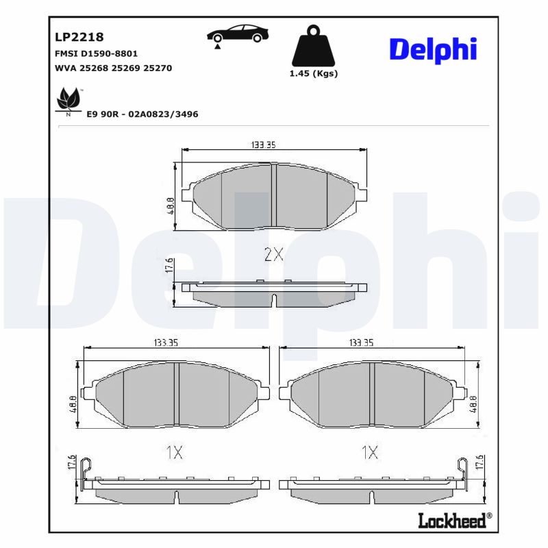 DELPHI Bremseklodser lp2218 for CHEVROLET