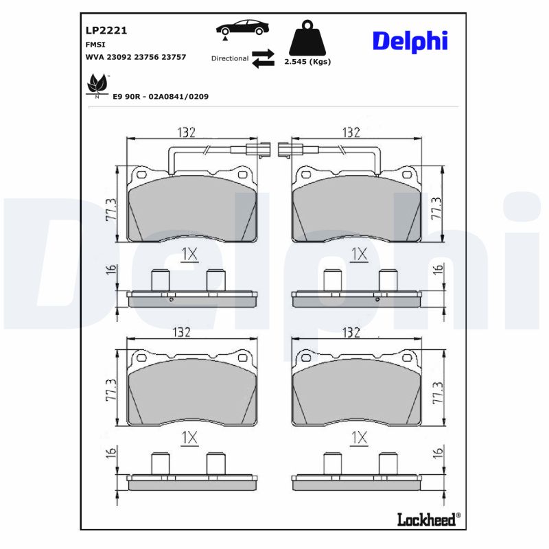 DELPHI Bremseklodser lp2221 for ALFA ROMEO