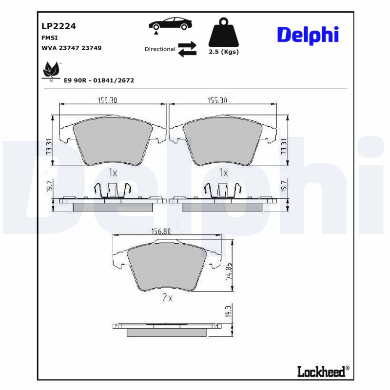 DELPHI Bremseklodser lp2224 for VW