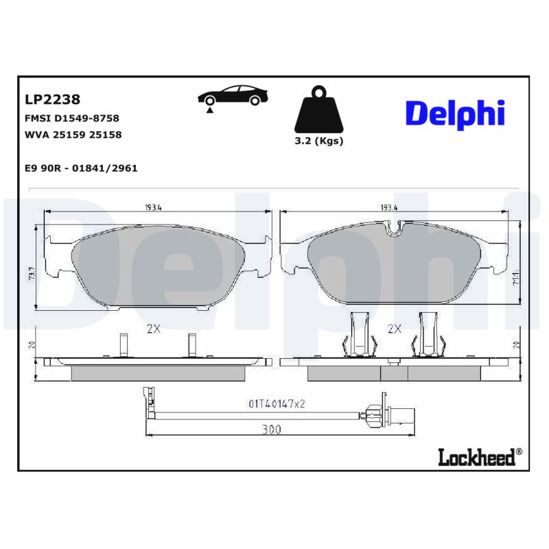 DELPHI Bremseklodser lp2238 for AUDI AUDI (FAW)