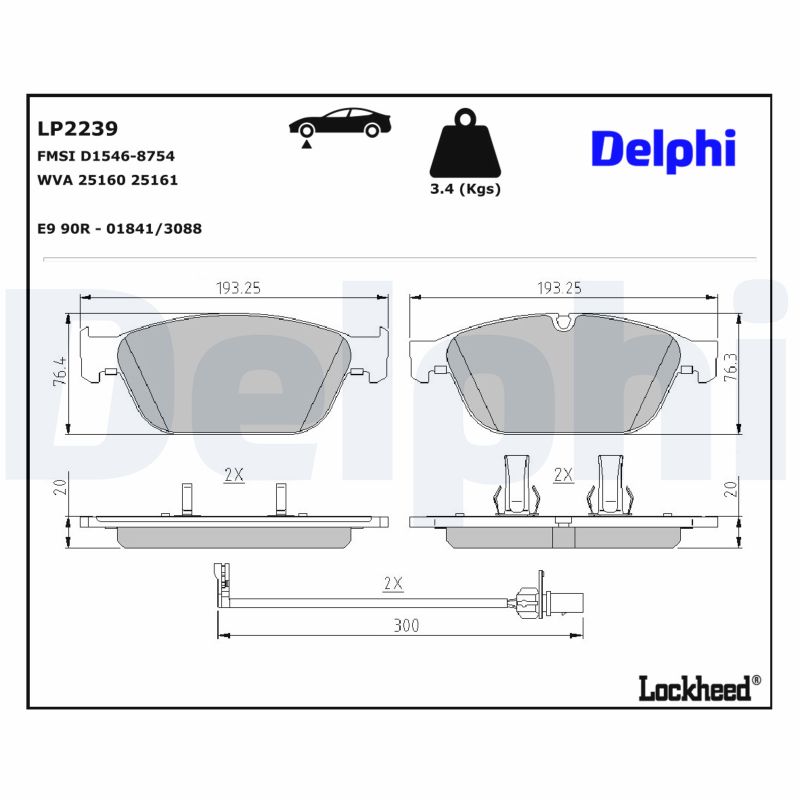 DELPHI Bremseklodser lp2239 for AUDI