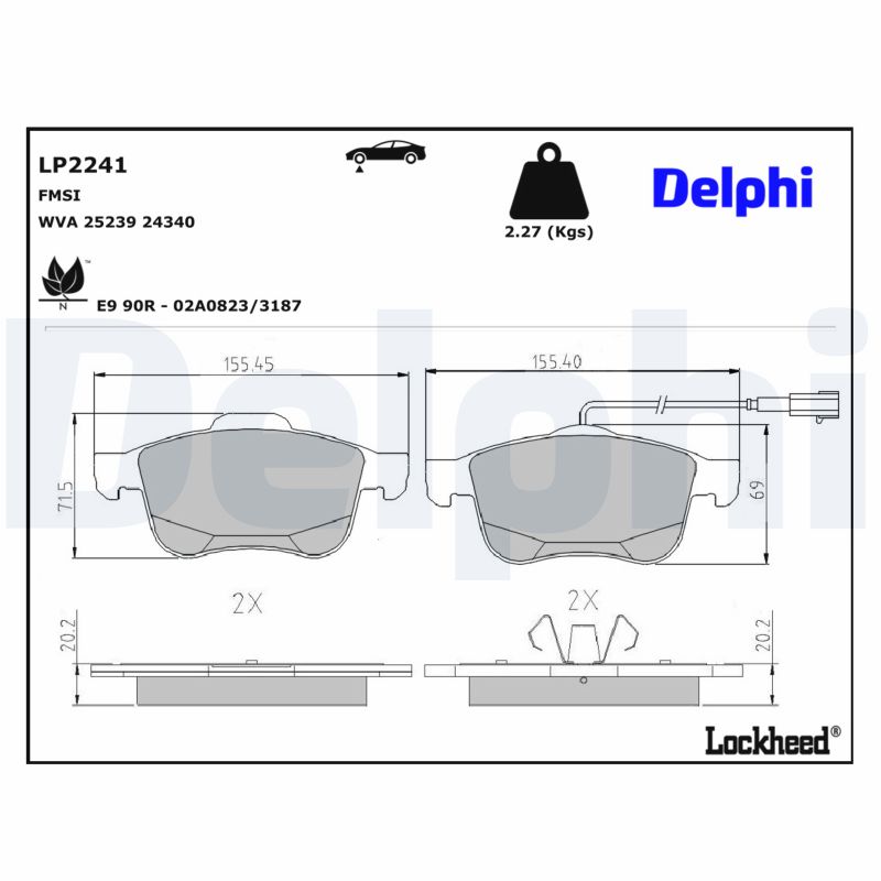 DELPHI Bremseklodser lp2241 for ALFA ROMEO