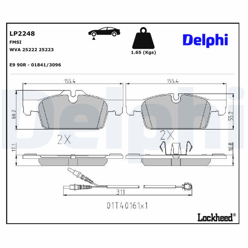 DELPHI Bremseklodser lp2248 for PEUGEOT