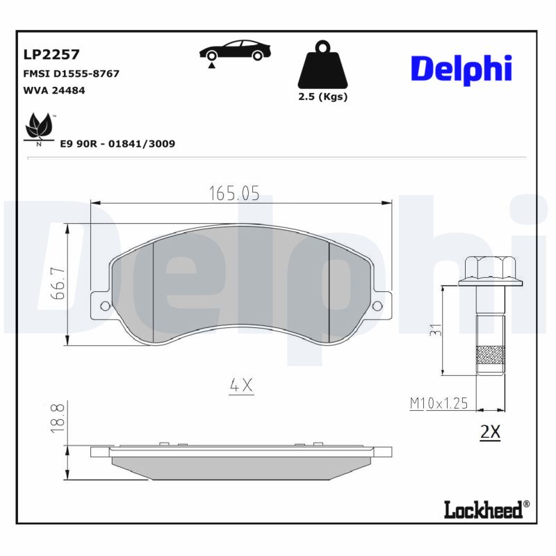 DELPHI Bremseklodser lp2257 for VW