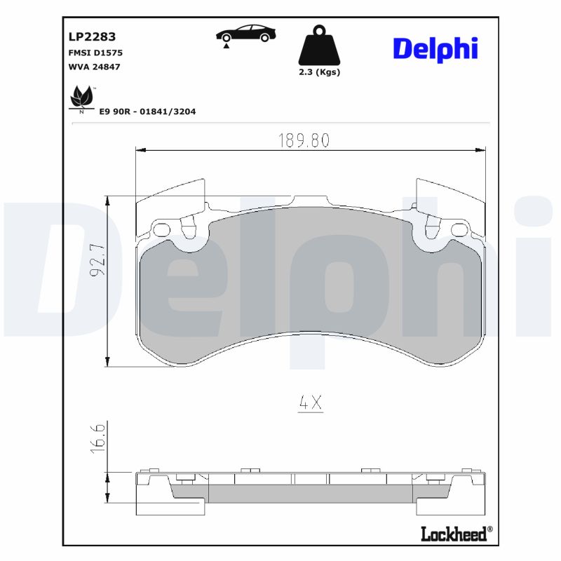 DELPHI Bremseklodser lp2283 for AUDI