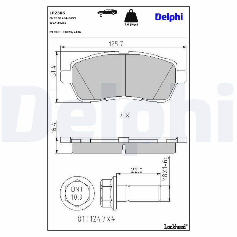 DELPHI Bremseklodssæt, parkeringsbremse lp2306 for FORD ASIA & OCEANIA FORD