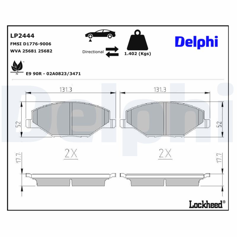 DELPHI Bremseklodser lp2444 for SKODA VW