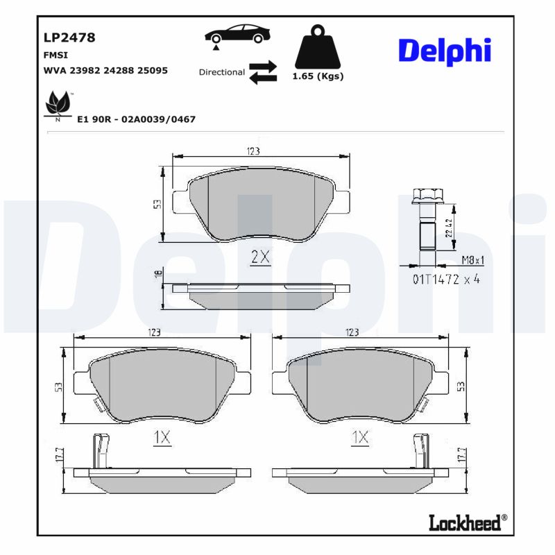 DELPHI Bremseklodser lp2478 for OPEL VAUXHALL