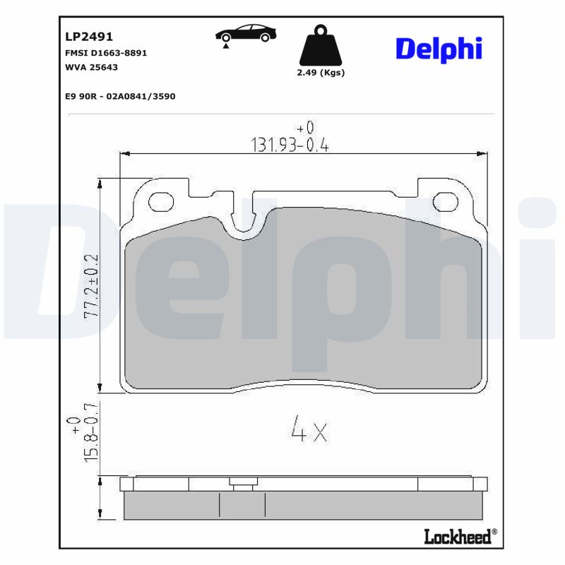 DELPHI Bremseklodser lp2491 for AUDI VW