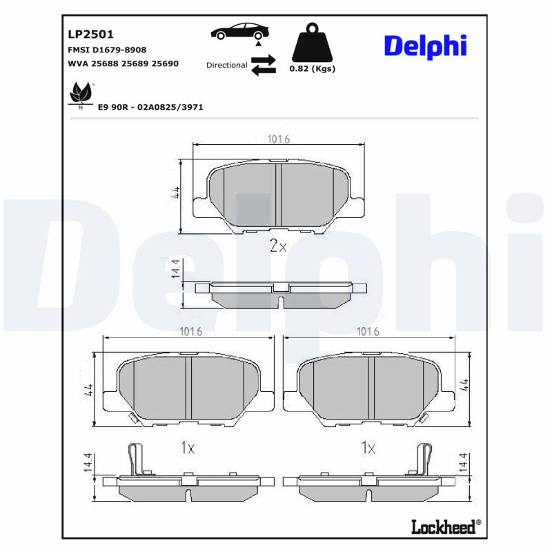 DELPHI Bremseklodser lp2501 for PEUGEOT MITSUBISHI MAZDA MITSUBISHI (GAC)