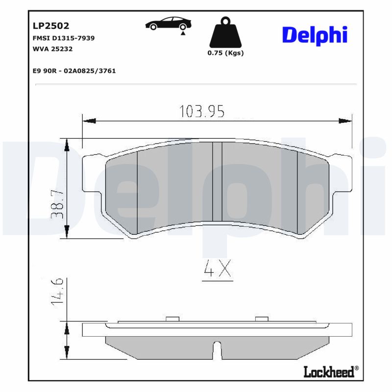 DELPHI Bremseklodser lp2502 for BUICK (SGM) MITSUBISHI